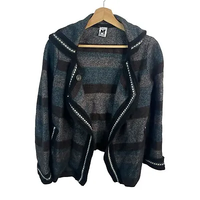 Missoni Cardigan Jacket Coat Women Sz US 6 Small Merino Wool Striped Thick Gray • $67.49