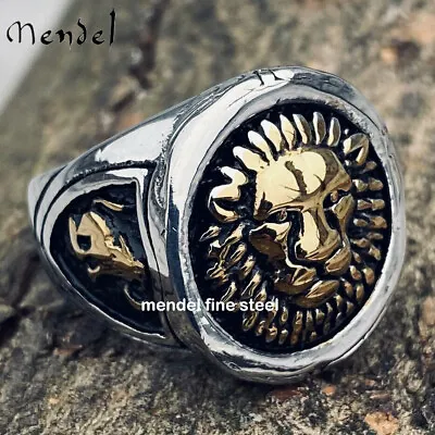 MENDEL Mens Gold Plated Stainless Steel Lion Head Of Judah Ring Men Size 7 8-15 • $13.99