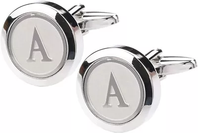 Dannyshi Mens Classic Stainless Steel Initial Cufflinks 26 Alphabet • $24.99