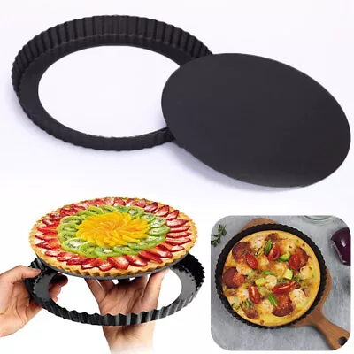 £6.84 • Buy 9  DIY Flan Tin Tart Pie Pan Fluted Cake Baking Tray Non-Stick Loose Base Round