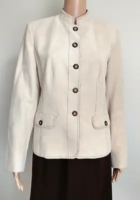 Women's Faux Suede Dress Jacket - Nehru Collar - Cream Color - Size S -pre-owned • £19.95