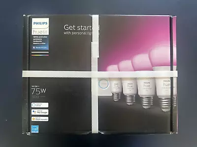 Philips Hue White And Color Ambiance A19 Bluetooth 75W LED Starter Kit 4 Pack • $129.99