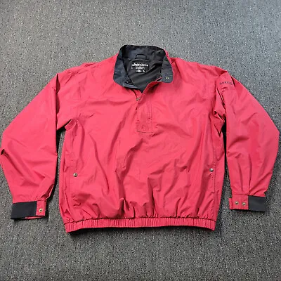 DryJoys FootJoy Jacket Mens XL Red Solid FJ Tour Collection 1/2 Zip Snap T Golf • $29.99