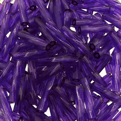 Miyuki Twisted Bugle Beads 2.7x12mm 16GM Transparent Dark Purple • $3.99