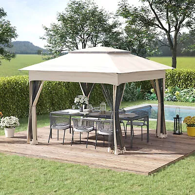 11' X 11' Outdoor 2-Tier Pop Up Gazebo Portable Party Tent W/ Netting • $132.99