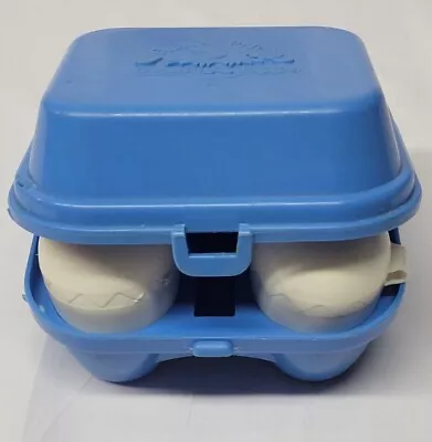 Vtg 1987 Fisher Price Fun With Food Blue Egg Carton & 3 Eggs Used Grade A Eggs  • $16