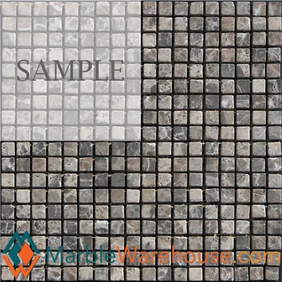  Emperador Dark Marble Mosaic Tile 12 X12 Honed Tumbled 5/8 X5/8 + Free Shipping • $15
