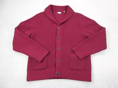 Steven Alan Sweater Mens L Maroon Red Heavyweight Knit Cardigan Shawl Neck • $29.92