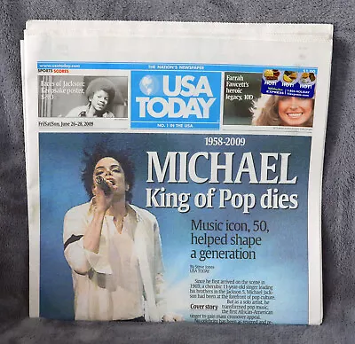 Michael Jackson King Of Pop Dies USA Today June 26-28 2009 1958-2009 Paper • $15.95