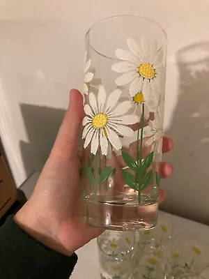 Vintage Culver Daisy Glass Tumblers 5.5  Raised Design - Rare Pattern - Set Of 8 • $150