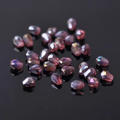 £2.70 • Buy 100pcs 5x3mm Small Teardrop Faceted Crystal Glass Losse Beads Bulk Wholesale Lot