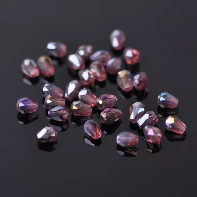£2.70 • Buy 100pcs 5x3mm Small Teardrop Faceted Crystal Glass Losse Beads Bulk Wholesale Lot