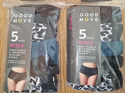 M&S Ladies/girls 2 X 5 Goodmove MIDIS Underwear MOISTURE WICKING/BREATHABLE Sz 6 • £14.99