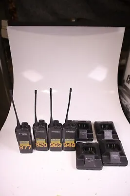 Lot Of 4 Motorola GP300 Two Way Radio W/ Docks Batteries No Chargers • $125.99