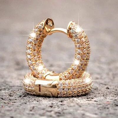 Small Hoop Micro Paved Earrings Women Fashion Jewelries Cubic Zirconia Earring • $20.21