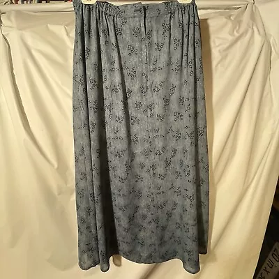 Sag Harbor Blue Floral Skirt Midi Women's Size 18W Lined Peasant Boho Retro • $14
