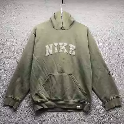 Vintage Y2K Nike Sweatshirt Hoodie Men's Medium M Distressed Embroidered Green • $34.99