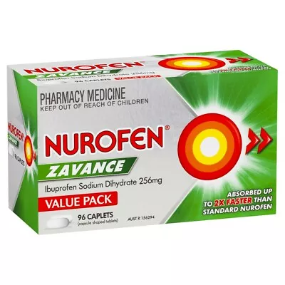 Nurofen Zavance Pain Relief 96 Caplets Period Pain Headaches Fevers Ibuprofen • $40.89
