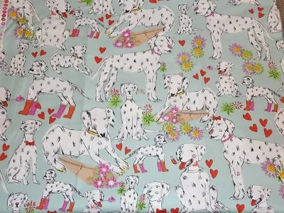 Spot On Love By Alexander Henry Dalmatian Dogs On Blue Cotton Fabric Sold BTY • £12.49