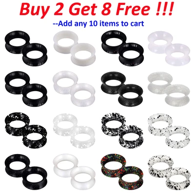 $6.69 • Buy Soft Silicone Ear Gauges Hollow Flesh Tunnels Plugs Double Flared Stretcher- TWO