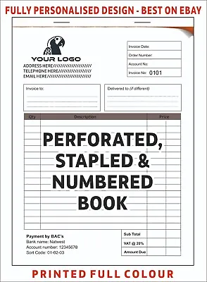 Personalised A5 Invoice Book / Pad Print / Ncr / Duplicate  Receipt Book / Best  • £9.90