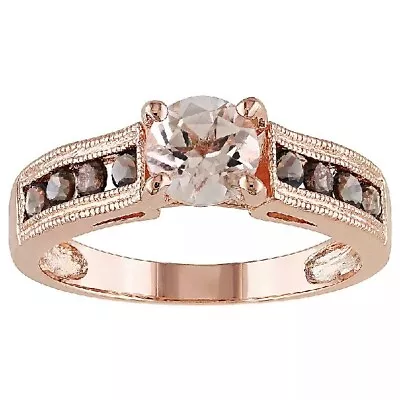 2CT Round Cut Lab-Created Morganite Engagement Ring 18k Rose Gold Plated Silver • $82.99