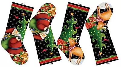 $7.49 • Buy Northcott 25 Days Til Christmas Fabric Stocking Panel Bears Santa Red Green Star