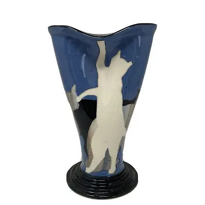 $49.98 • Buy VTG Cats Pinched Art Vase Signed By Vaughan L Smith Westcote Bell Pottery