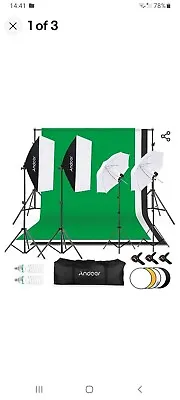 Fositan Photography Studio Lighting Bulb Umbrella Backdrop Stand Set Fujifilm  • £0.01
