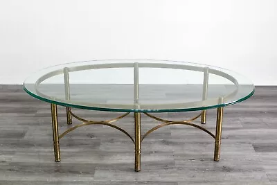 Mid Century Oval Shaped Brass Coffee Table  Brass Coffee Table • $925