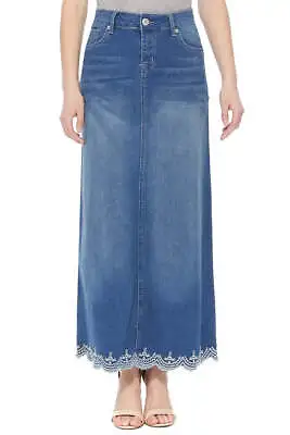 Women's Juniors  Plus Size Long A-Line Stretch Denim Maxi Skirt • $57.75