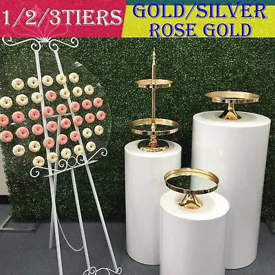 1/2/3 Tiers Mirror Top Cake Stands Rack Cake Holder Wedding Birthday Party Decor • $52.28