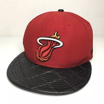 Miami Heat Snapback Hat Leather Bill New Era 9Fifty HWC Red/Black Medium/Large • $15