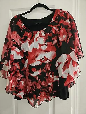 AB Studio Red Rose Blouse Size XL With Tank Underneath • $13