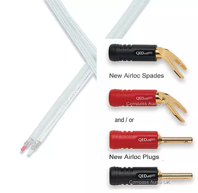 2 X 2m QED Silver Anniversary XT Speaker Cable AIRLOC ABS Plugs/Spades Fitted • £65.95