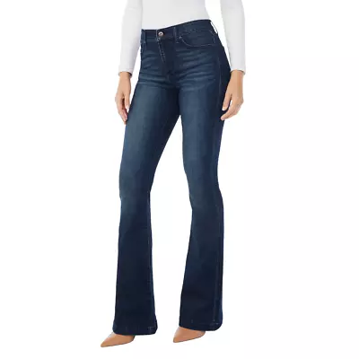 Sofia Vergara Jeans Womens Melisa High Rise Flare Leg Button Regular Fit Blue • $18.70