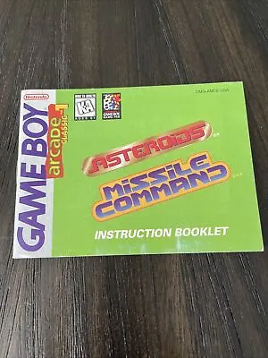 Nintendo Gameboy Manual Only Arcade Classic No. 1 Asteroids & Missle Command • $5