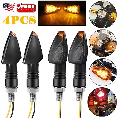 4X Smoke 10mm Mini LED Motorcycle Turn Signals Indicator Blinker Amber Universal • $12.99