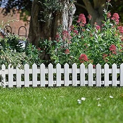 Garden Edging Picket Fence  White Panels Flower Bed Border Outdoor Decor 1.6m • £13.20