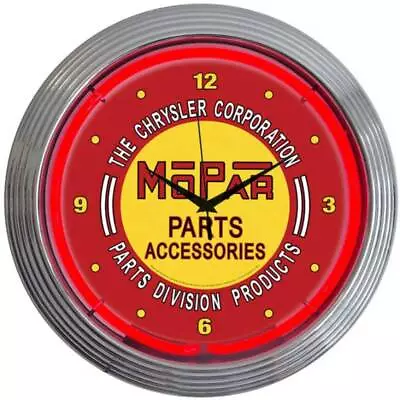 MOPAR RED VINTAGE NEON CLOCK Sign Lamp Light • $130.78