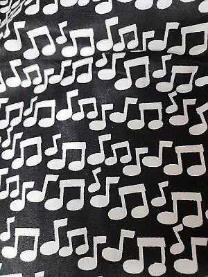Joann Fabrics Flannel Music Notes Black White 44 X2 Yards • $16