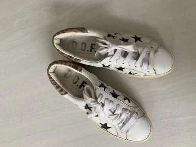 $90 • Buy DOF Italian Leather Sneaker Shoes Leopard Stars 