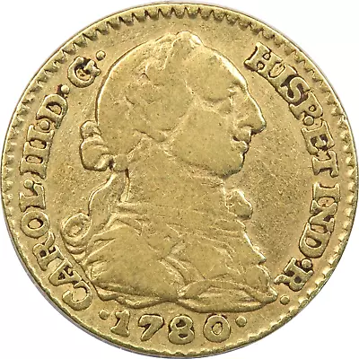 1780M PJ Spain 1 Escudo Gold Coin Very Fine VF KM# 416.1 • $395