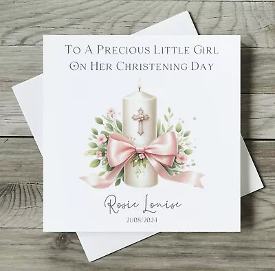 Personalised Christening Card Baby Girl Goddaughter Daughter Granddaughter • £3.86