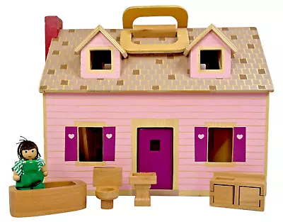 Melissa And Doug Fold And Go Dollhouse Wood Pink 3701 Doll Furniture Tub Sink • $23.80