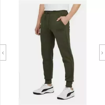 PUMA Men's Fleece Jogger Pants Forest Night Green W/pockets Size: LARGE NWT • $25.14