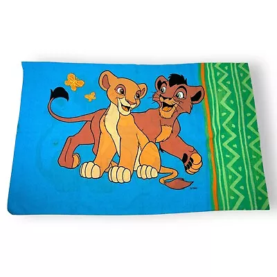 Vintage 90s Disney Lion King Pillowcase Simba Nala Cubs Blue Standard Size • $10