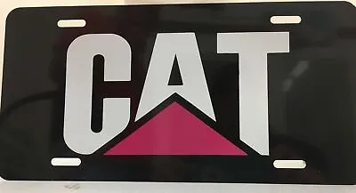Black Aluminum License Plate Tag Dark Pink White CAT Caterpillar Logo Car Truck • $18.99