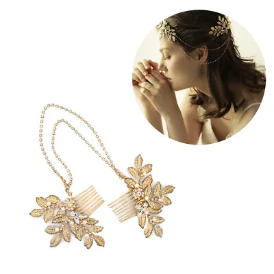  Forehead Jewelry Golden Leaf Headdress Bride Headgear Modeling • £14.28