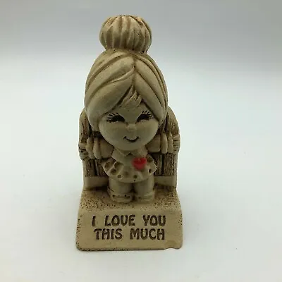 I LOVE YOU THIS MUCH Figurine Statue USA Paula Red Heart Hug 1972 Vintage Figure • $10.62